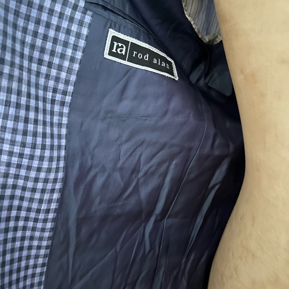 Men's Blue Checkered Blazer custom 38 S - Picture 3 of 4